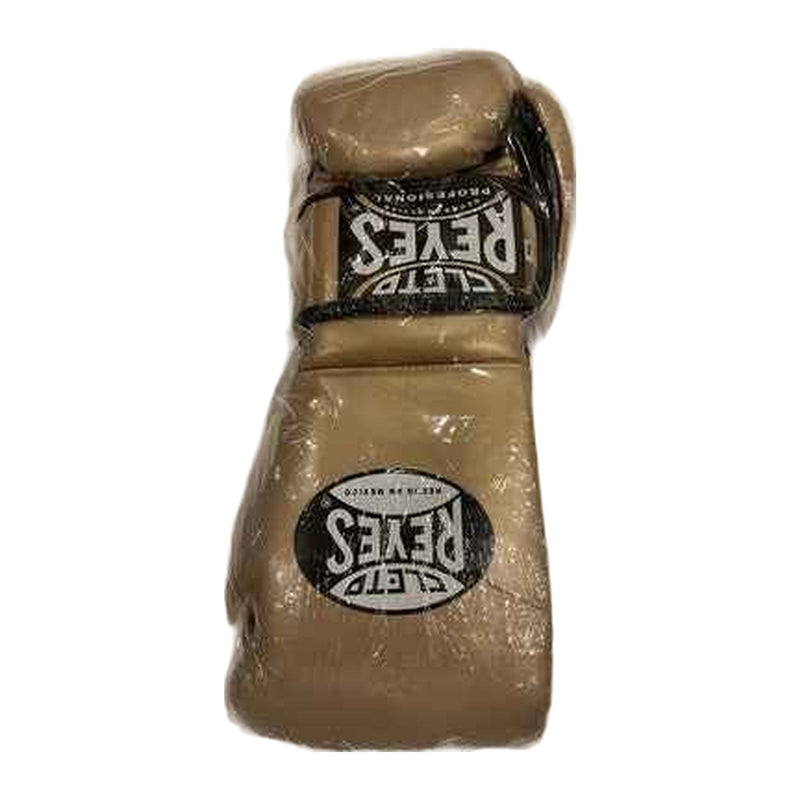 Cleto Reyes metallic gold hook-and-loop boxing gloves, pair together