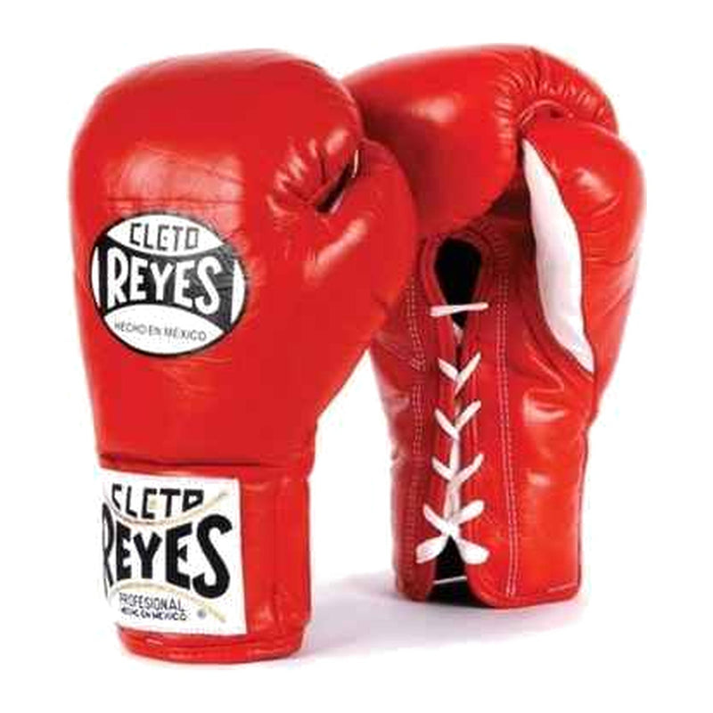 Cleto Reyes classic red lace-up sparring gloves, pair shown together