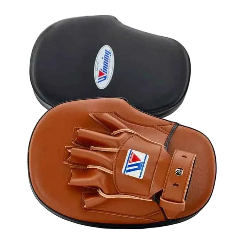 CM-20 curved focus mitts in black and tan leather