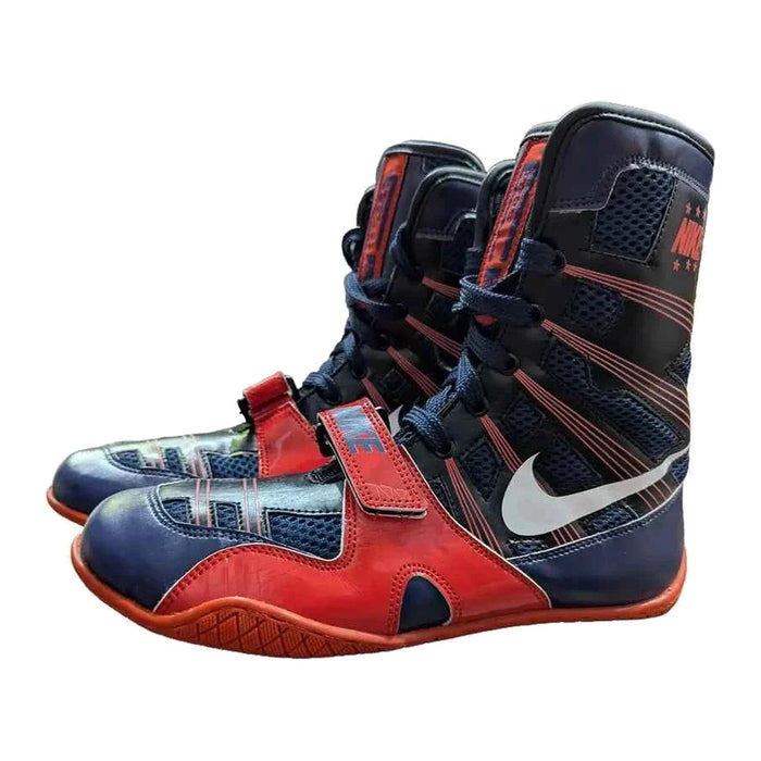 Individuell gestaltbare Nike HyperKO 1 Boxschuhe – Navy & Rot