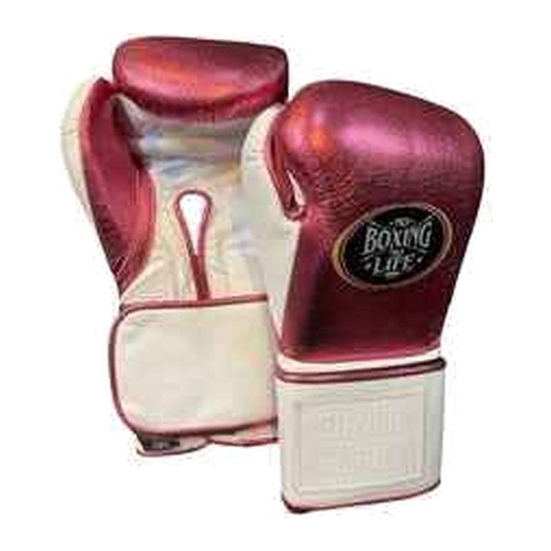 No Boxing No Life metallic rose gold and white boxing gloves - NBNL horsehair Mexican lace-up