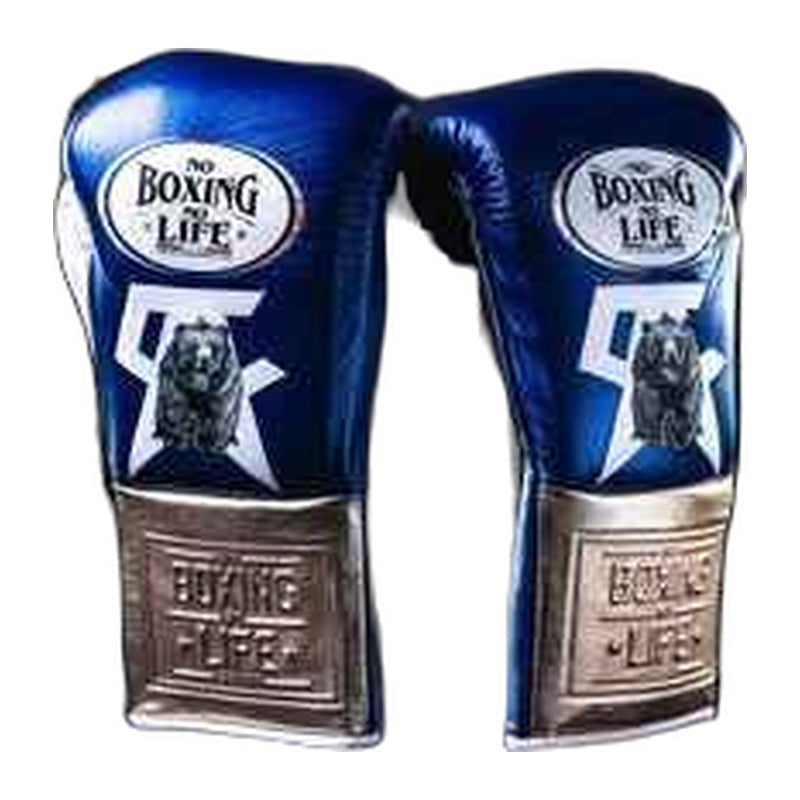 No Boxing No Life royal blue and metallic gold boxing gloves - NBNL horsehair Mexican lace-up