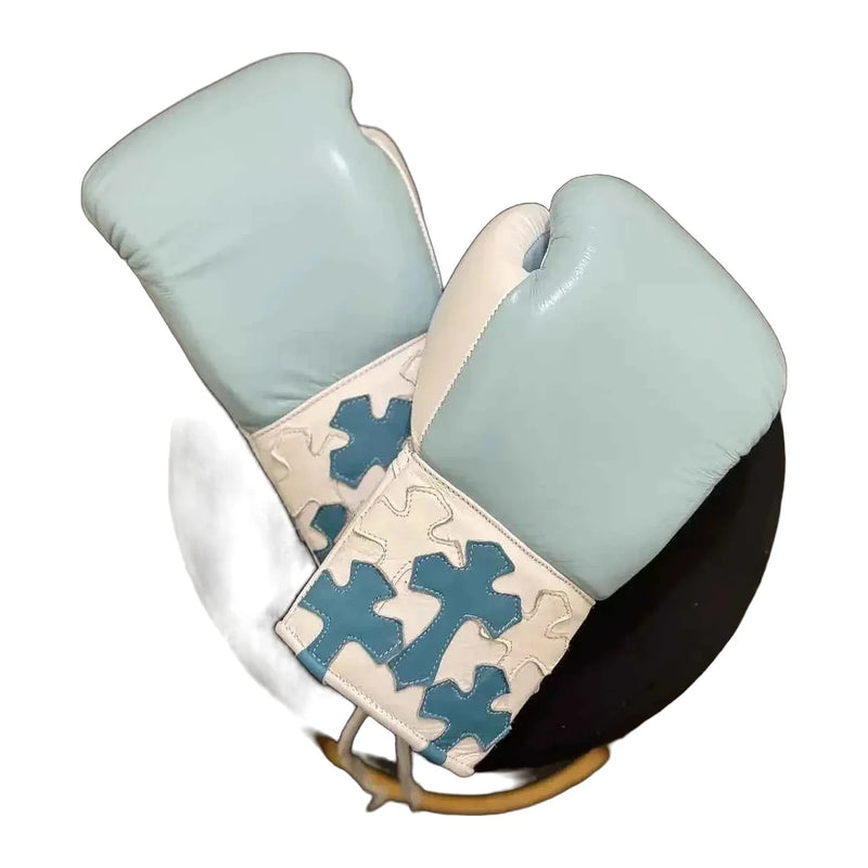 Winning lace-up boxing gloves in light blue camo for training and sparring