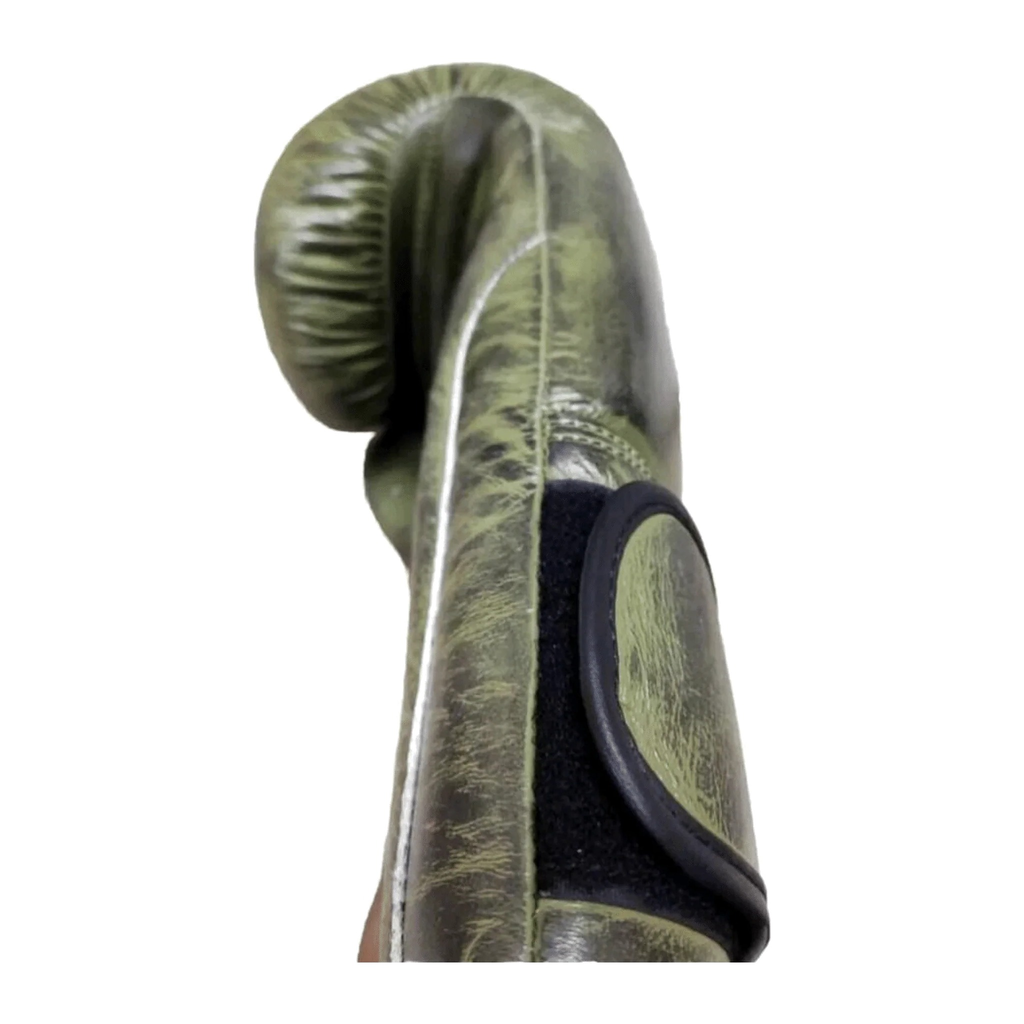 Army green leather velcro boxing gloves – alternate view 4