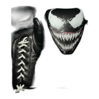 Black and red web-print lace-up sparring gloves