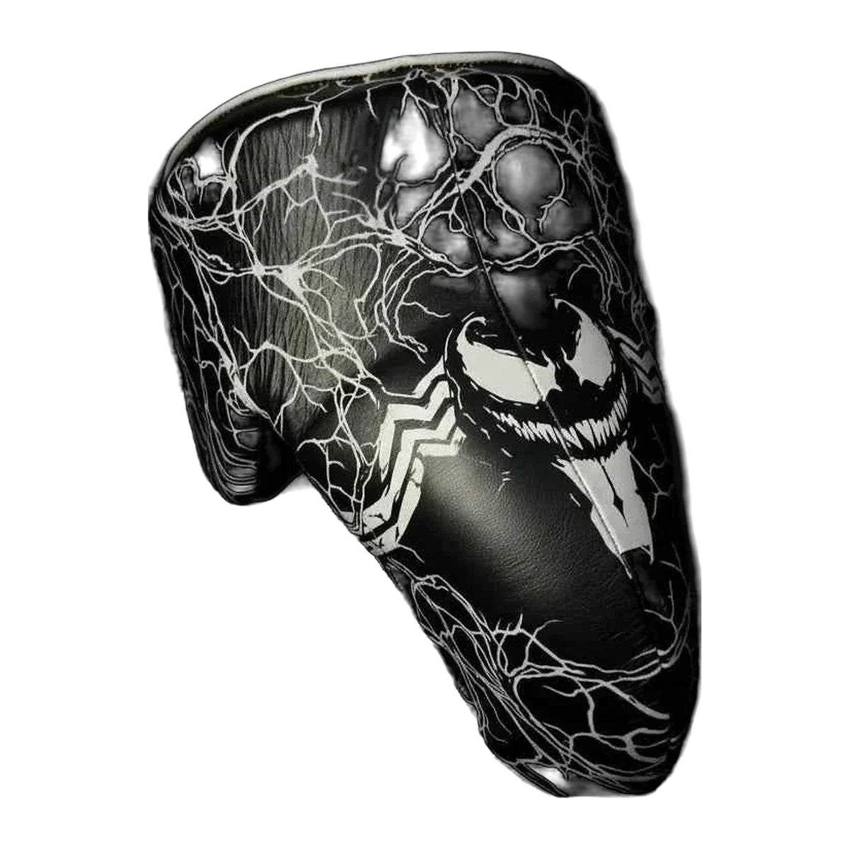 Black and red web-print boxing groin guard