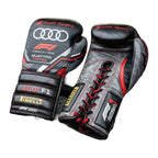 Carbon stealth matte black racing-style boxing gloves