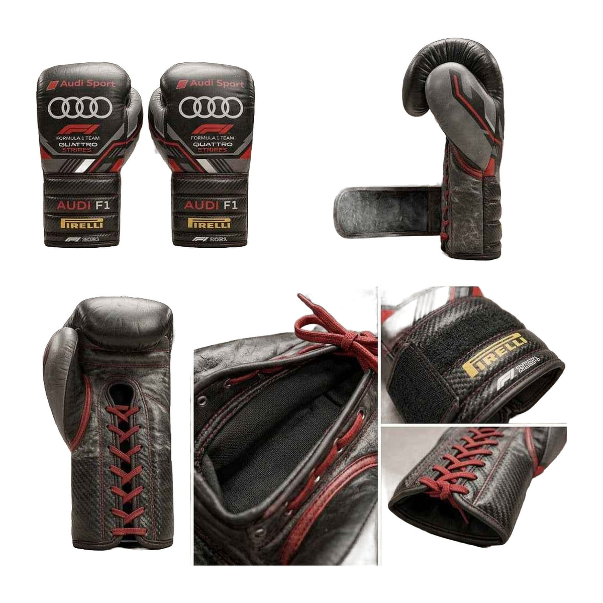 Carbon stealth matte black racing-style boxing gloves – alternate view 5