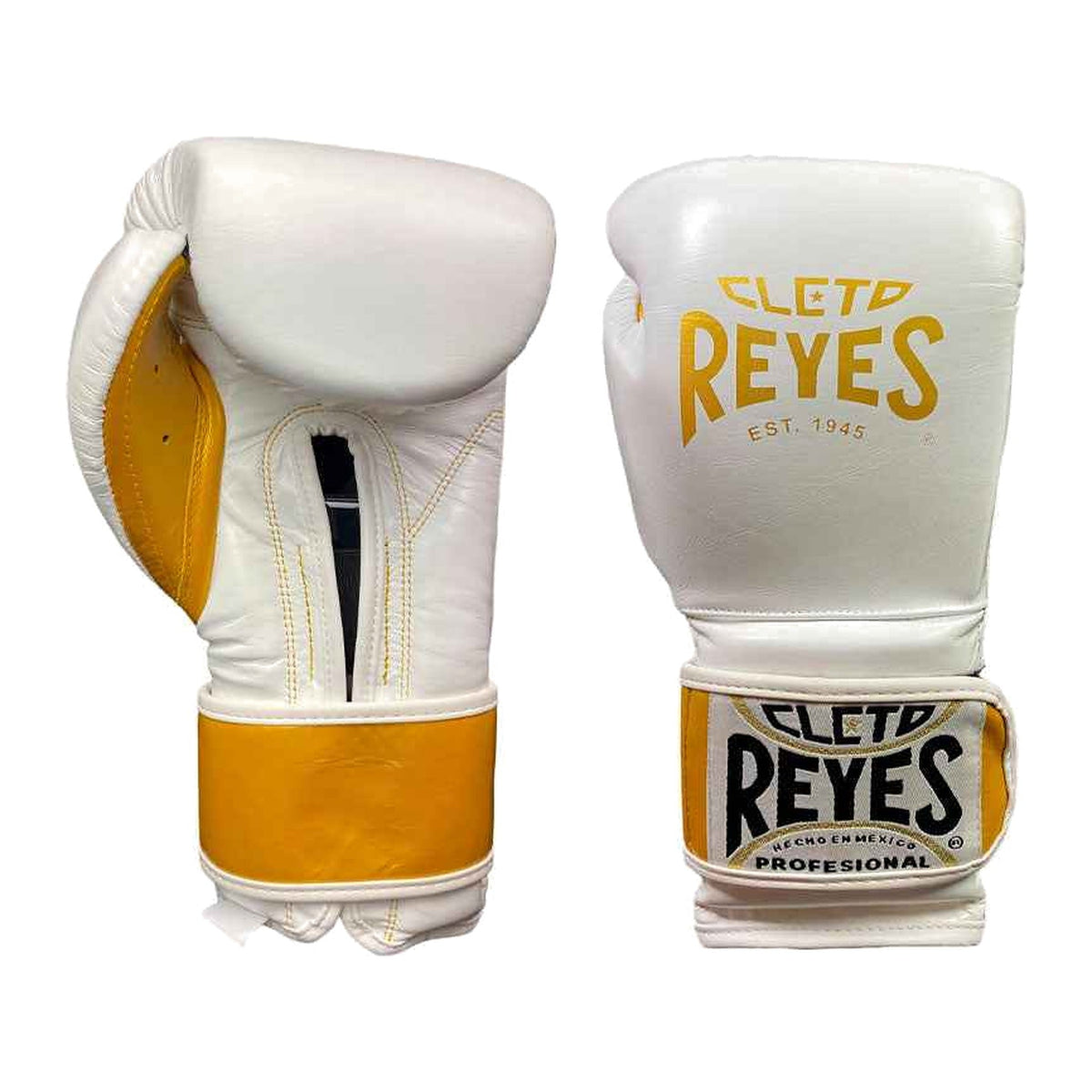 Cleto Reyes arctic white and gold high-compression boxing gloves