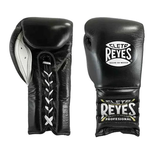 Cleto Reyes black lace-up boxing gloves, pair shown together