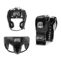 Cleto Reyes all black sparring set - lace-up gloves, headgear and groin guard