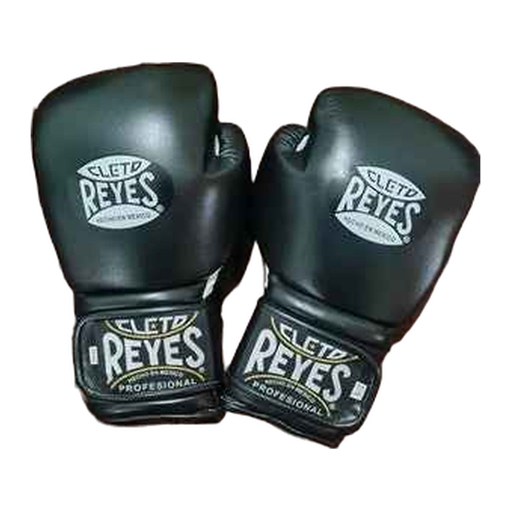 Cleto Reyes classic black hook-and-loop boxing gloves, pair together