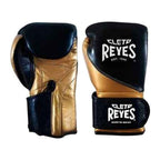 Cleto Reyes metallic gold and black boxing gloves, pair shown together
