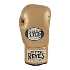 Cleto Reyes gold lace-up training and sparring gloves, pair shown together