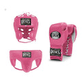 Cleto Reyes hot pink sparring set - lace-up gloves, headgear and groin guard