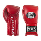 Cleto Reyes classic red lace-up boxing gloves, pair shown together