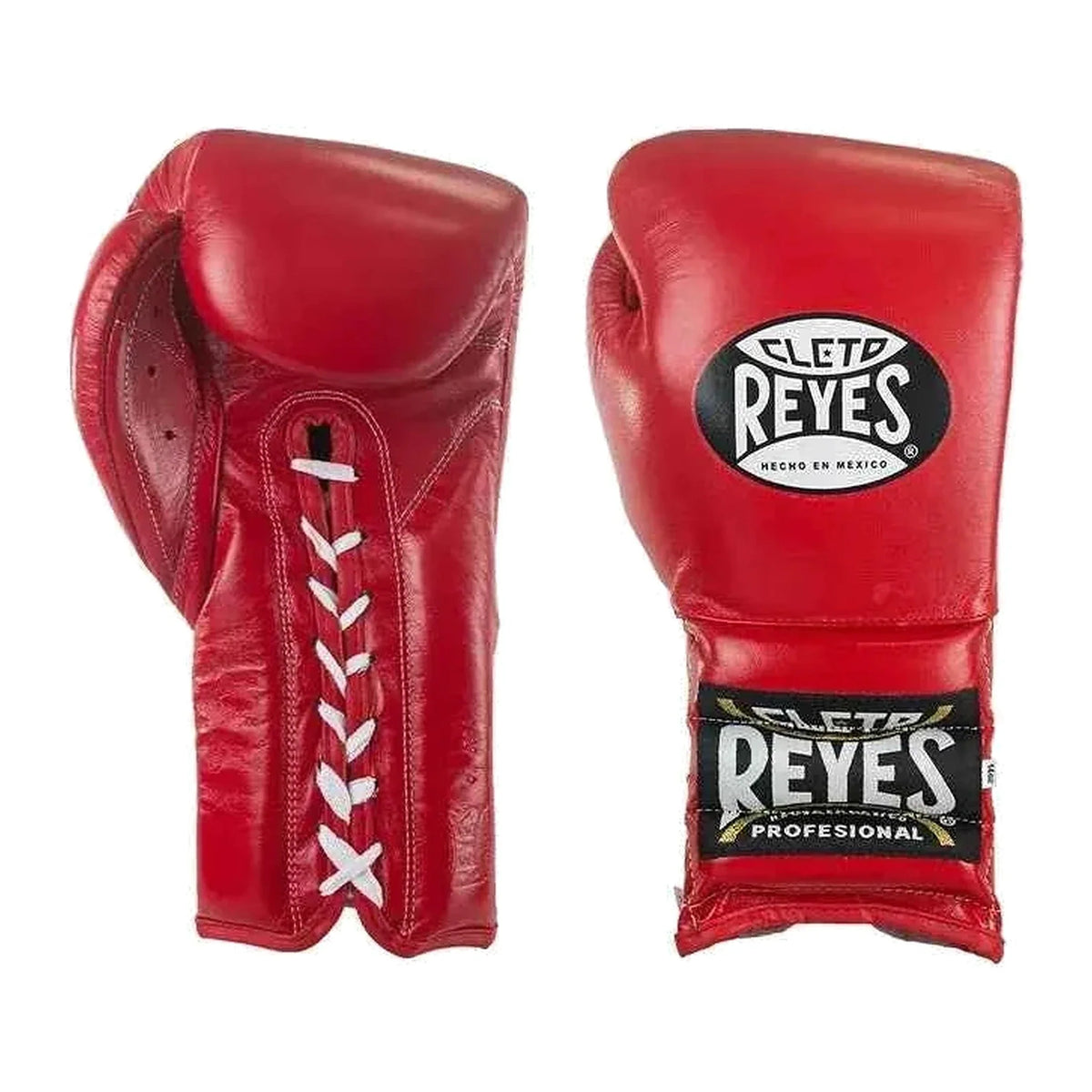 Cleto Reyes classic red lace-up boxing gloves, pair shown together