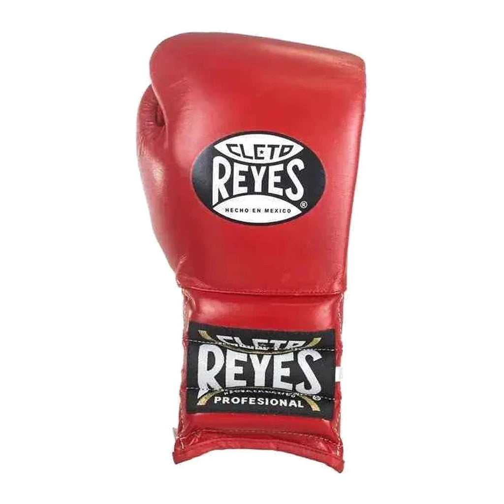 Cleto Reyes red gloves side profile showing extra-long cuff