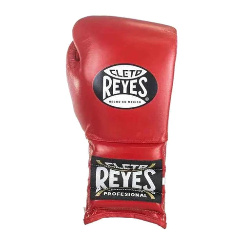 Cleto Reyes red gloves side profile showing extra-long cuff