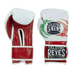 Cleto Reyes tricolour green white and red boxing gloves, pair shown together