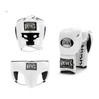 Cleto Reyes classic white sparring set - lace-up gloves, headgear and groin guard