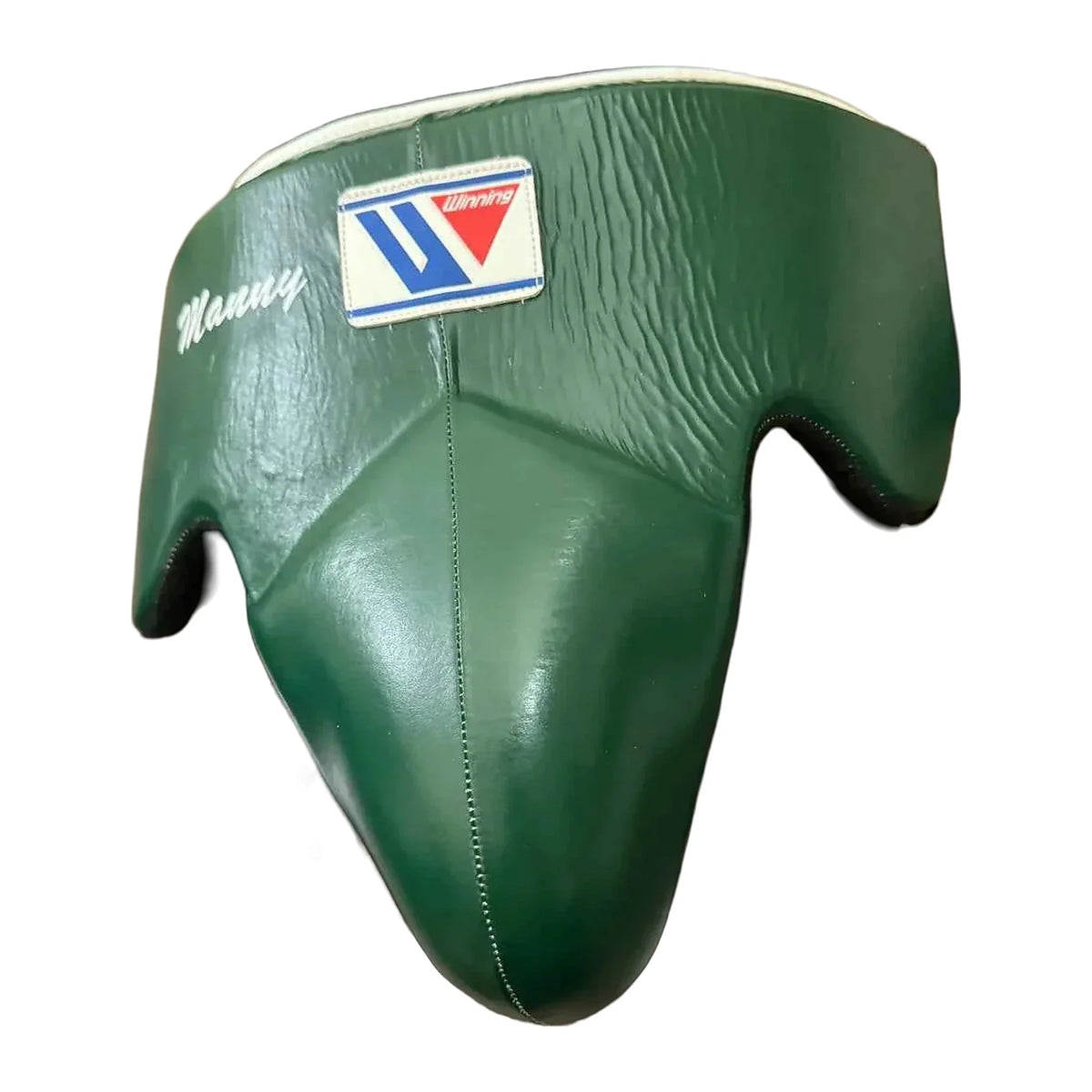 Forest green groin guard rear view showing waist belt
