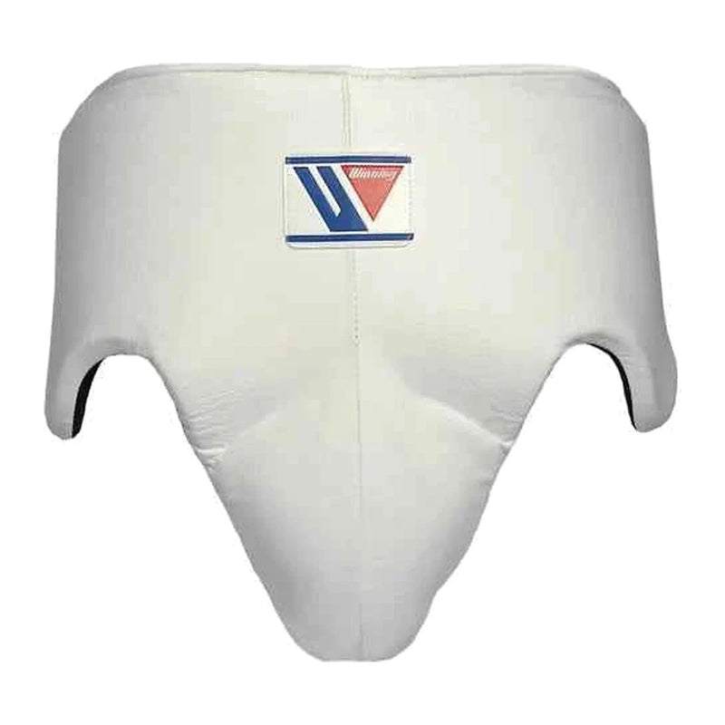 CPS-500 boxing groin guard in pristine white, front view
