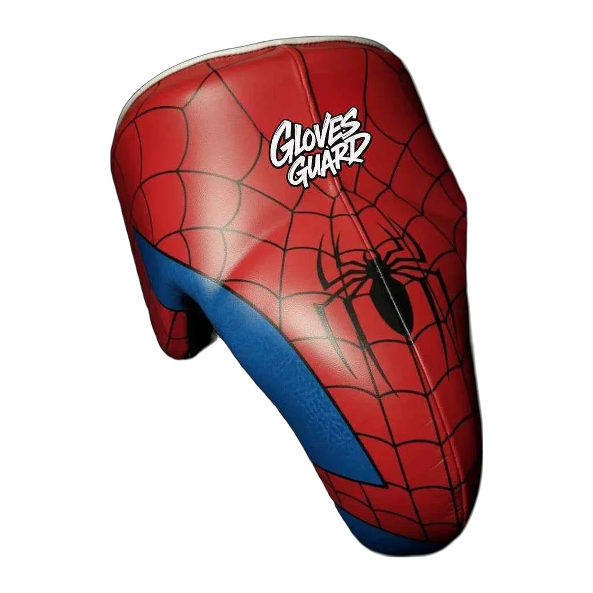 Red and blue web-print boxing groin guard
