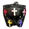 FG-2900 open-face headgear with multi-colour cross patchwork, front view