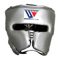 FG-2900 open-face boxing headgear in metallic silver, front view