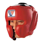 FG-2900 open-face boxing headgear in red, front view