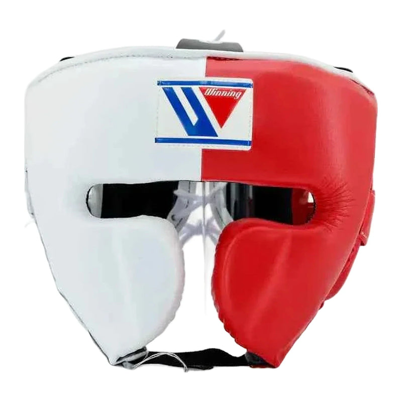 FG-2900 open-face boxing headgear in white and classic red two-tone