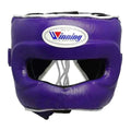 FG-5000 face-bar boxing headgear in purple, front view