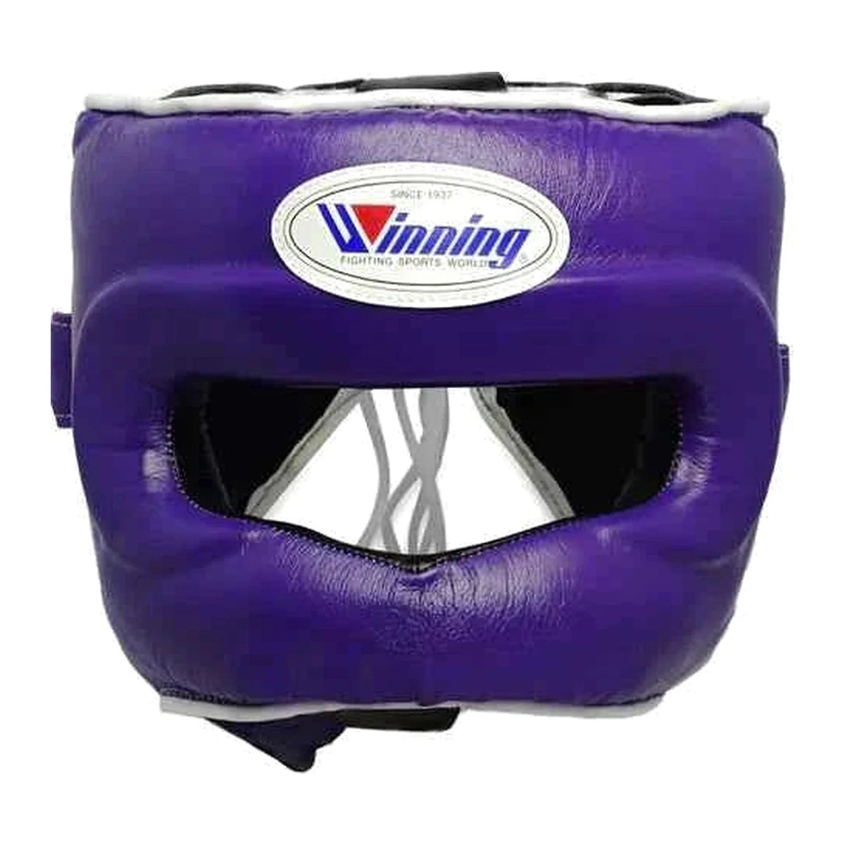 FG-5000 face-bar boxing headgear in purple, front view