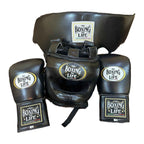 No Boxing No Life all-black sparring set - gloves, headgear and groin guard