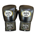 No Boxing No Life black and metallic gold 14oz boxing gloves - NBNL Mexican lace-up
