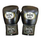 No Boxing No Life black and metallic gold 14oz boxing gloves - NBNL Mexican lace-up