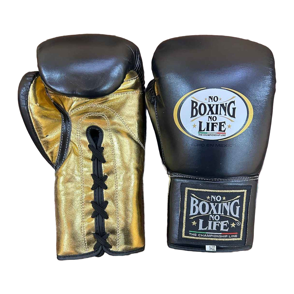 NBNL black gold 14oz gloves side profile compact Mexican glove