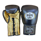 NBNL black gold 14oz gloves side profile compact Mexican glove