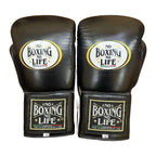 No Boxing No Life black gold 14oz gloves lace-up wrist closure detail