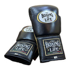 NBNL black and metallic gold boxing gloves pair displayed together