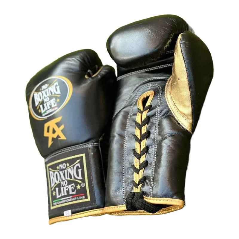 No Boxing No Life black & gold sparring set - gloves, headgear and groin guard