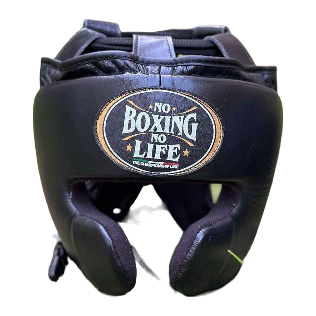 NBNL black & gold lace-up gloves close-up