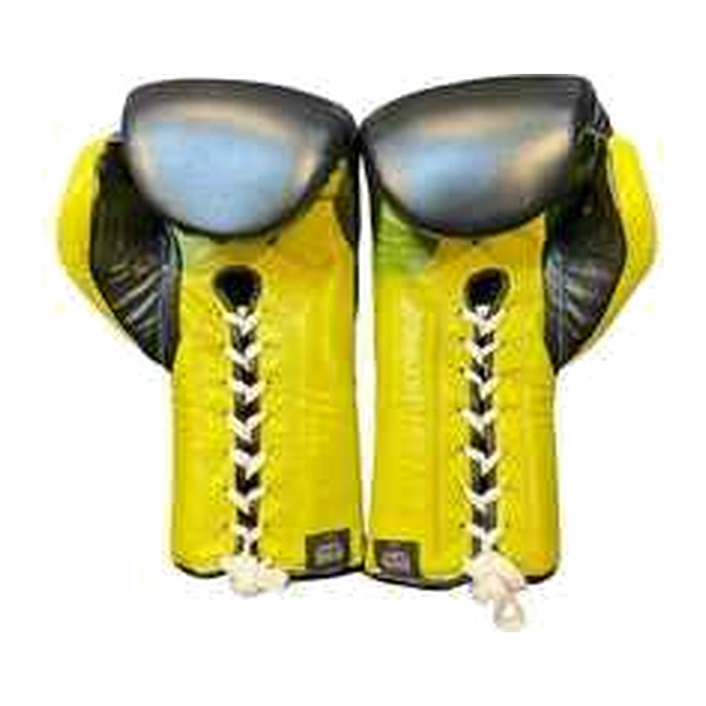 No Boxing No Life black lime gloves close-up of lace-up wrist closure
