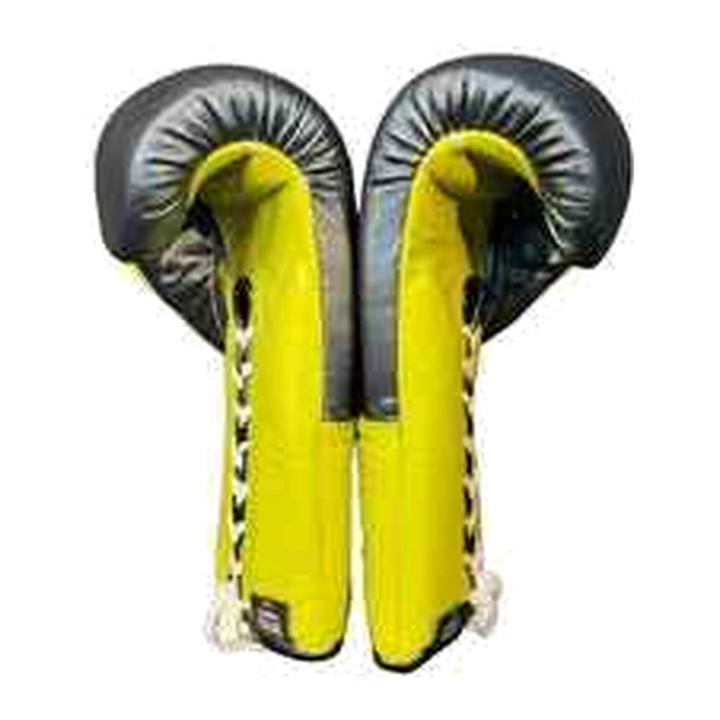 NBNL black and lime green gloves knuckle view flat striking surface