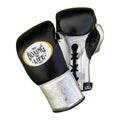 No Boxing No Life black and silver boxing gloves - NBNL horsehair Mexican lace-up fight gloves