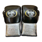 NBNL black & silver lace-up gloves close-up