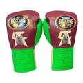 No Boxing No Life burgundy and lime green boxing gloves - NBNL horsehair Mexican lace-up