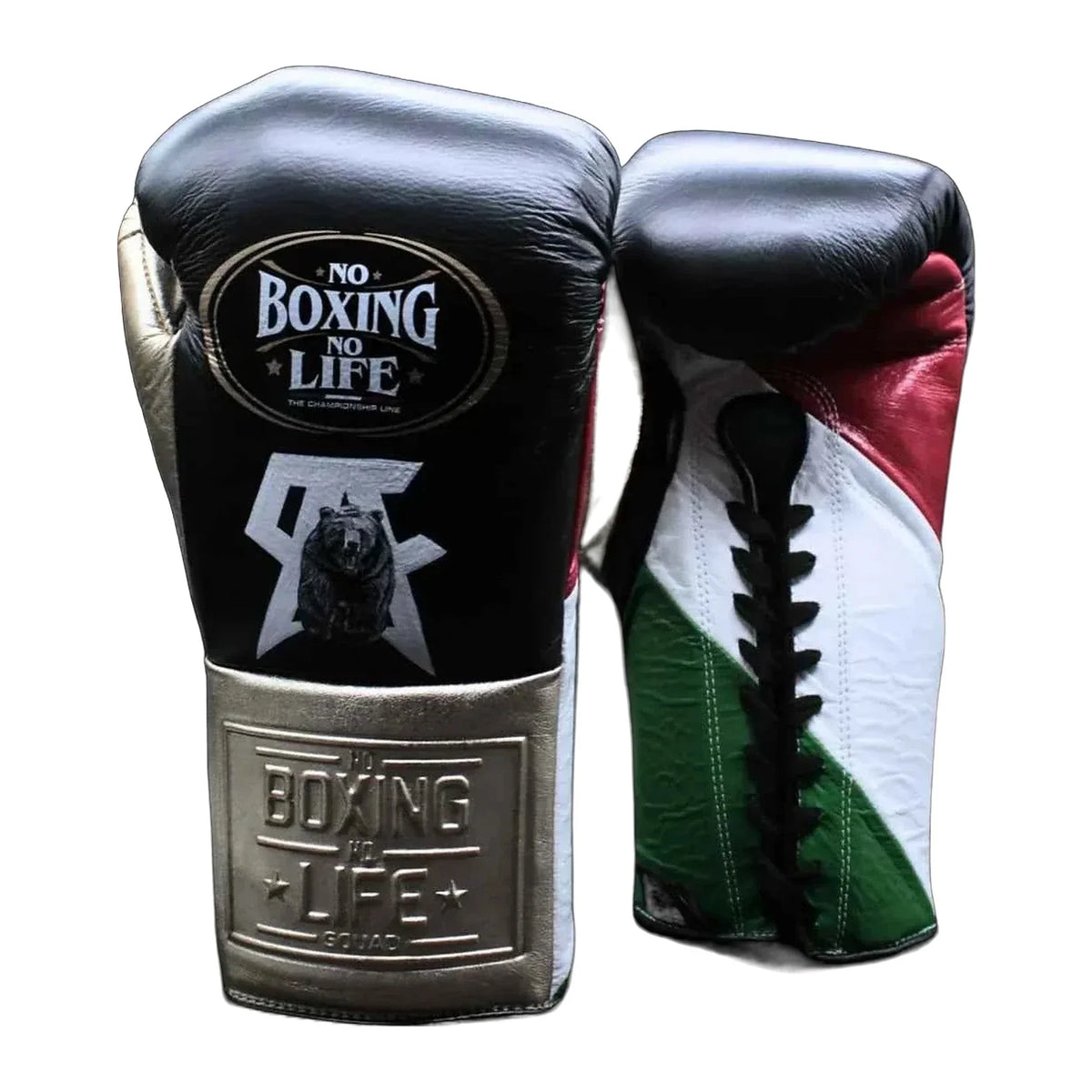 No Boxing No Life Grizzly tricolor boxing gloves - NBNL horsehair Mexican lace-up