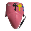 No Boxing No Life groin guard in bubblegum pink with cross patchwork